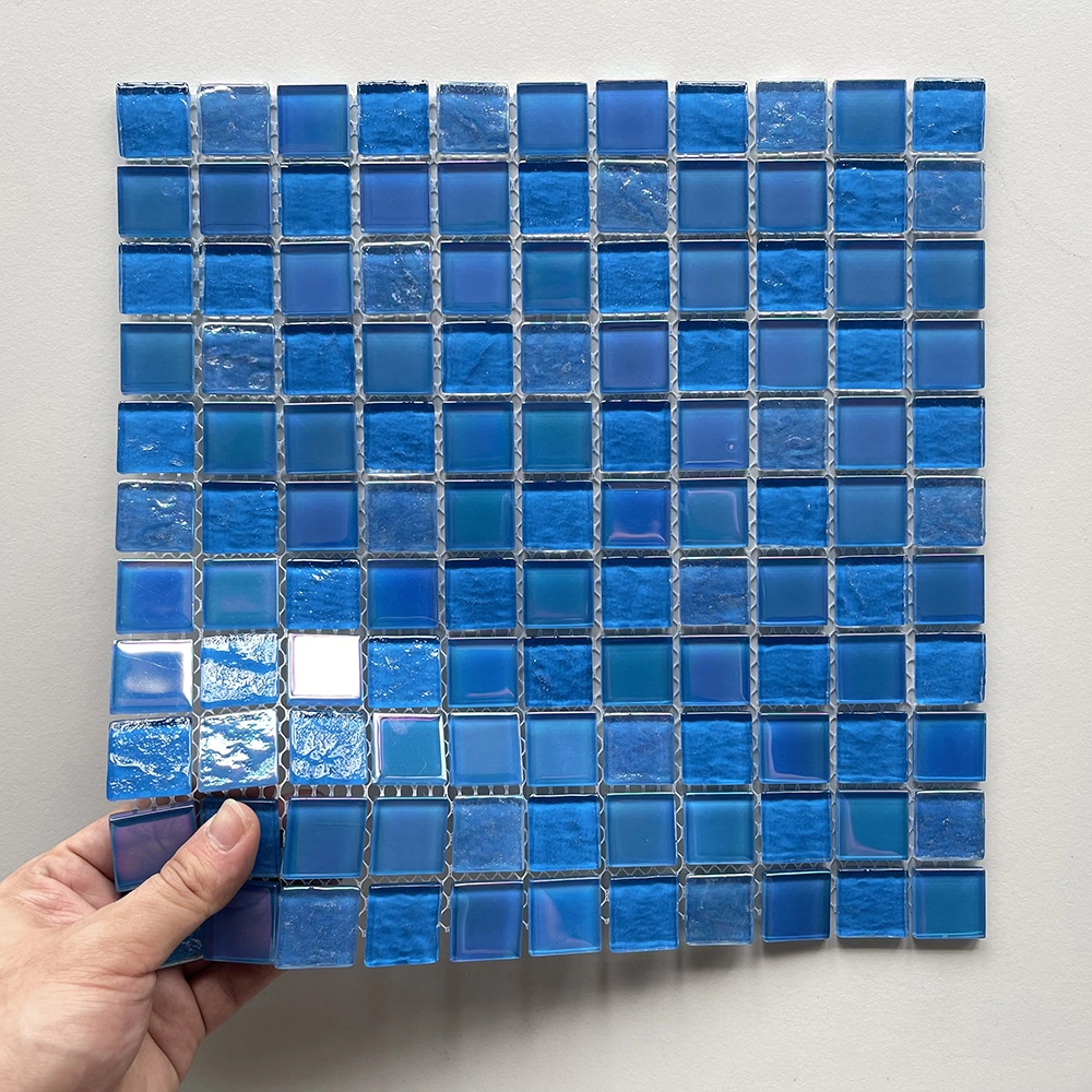 Customized Iridescent Pool Blue Tile Mosaic for Swimming Pool