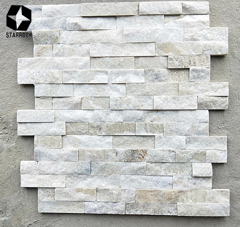 White Quartz Artificial Slate Ledge Culture Stone Wall Tiles