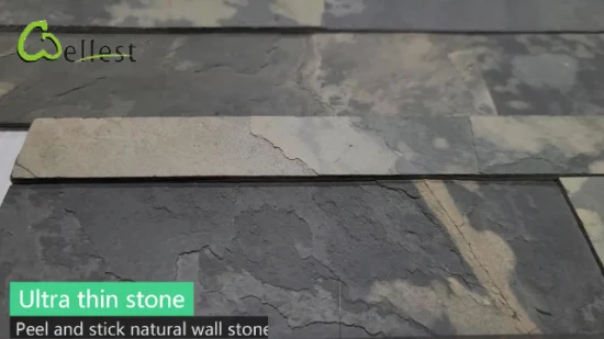 DIY Ledge Stone Culture Stone Medley Peel and Stick Black Slate Stone Overlay Backsplash de cuisine